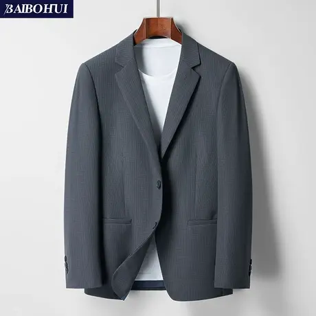 男士西服春秋薄款商务休闲西装单件上衣时尚条纹修身外套男职业装图片