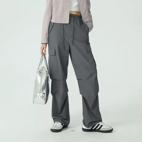 omont蛋挞家 高腰直筒工装裤女夏季年新款复古宽松阔腿裤长裤图片