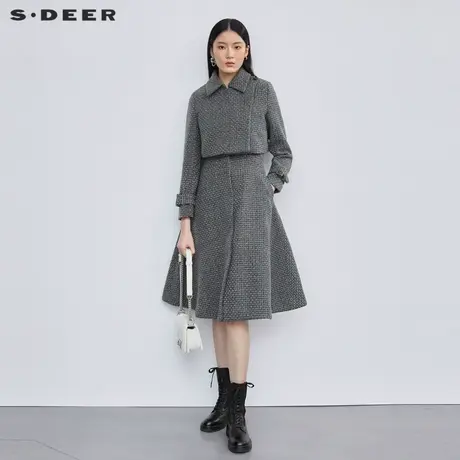 【直播间专属】sdeer圣迪奥小香风肌理毛呢连衣裙套装S224Z1410商品大图