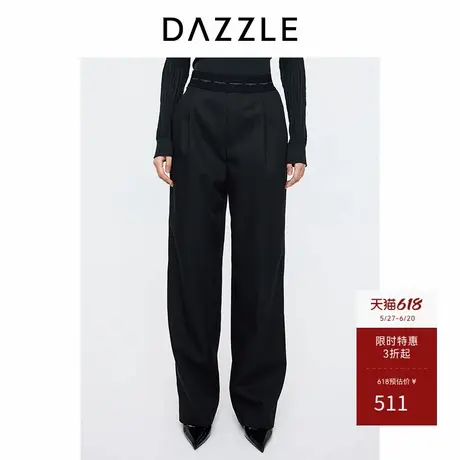 DAZZLE地素奥莱 休闲裤春秋款女装字母提花橡筋腰头长裤商品大图