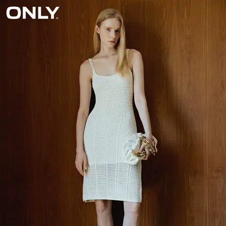 ONLY夏季度假织女风慵懒修身镂空针织吊带中长裙连衣裙女商品大图