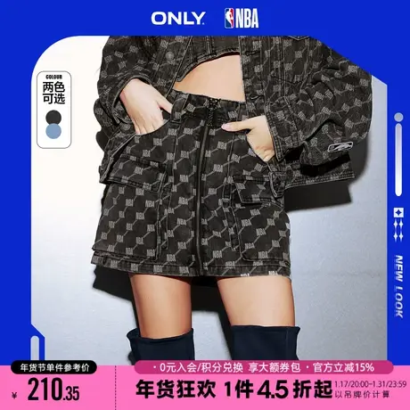 ONLY2023冬季新款NBA联名时尚潮流短款牛仔半身裙女|123137014商品大图