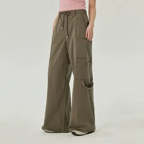 omont蛋挞家 复古宽松工装裤子女春季新款透气休闲慵懒阔腿裤商品大图