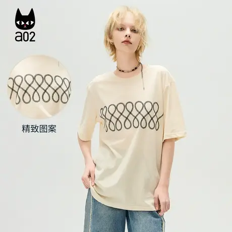 a02【ET自然系列】宽松圆领短袖T恤女2025年夏季新款洋气上衣夏装商品大图