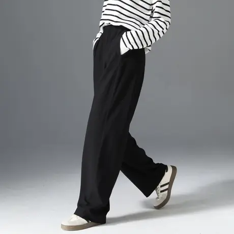 休闲镰刀裤女秋冬2024新款宽松阔腿裤直筒西装裤弯刀裤黑色裤子女商品大图