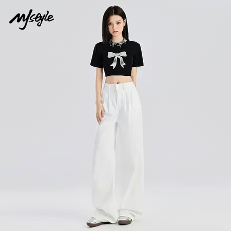 MJ STYLE莱赛尔冰丝牛仔裤女夏季薄款2025新款高腰垂感直筒阔腿裤商品大图