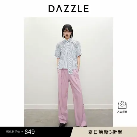 DAZZLE地素奥莱 裤春夏女装西装腰部拼接长裤商品大图