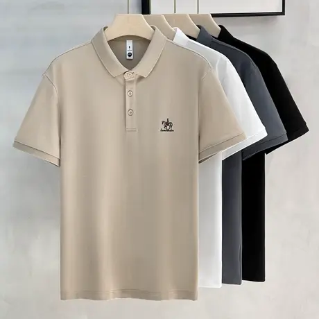 polo衫男士春季短袖t恤2025新款薄款翻领潮牌骑马刺绣半袖体恤男商品大图