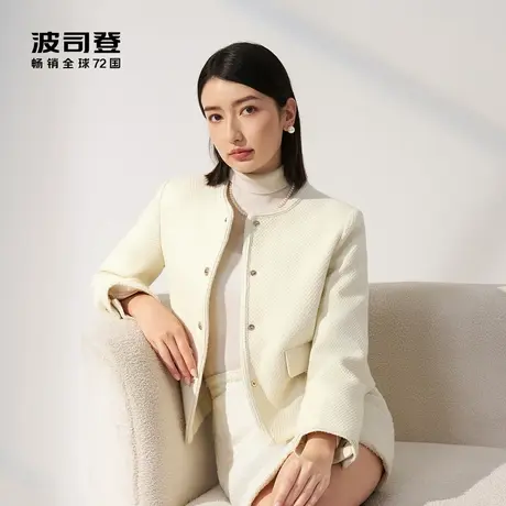 波司登奥莱羽绒服年秋冬季女士短款小香风鹅绒圆领图片