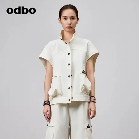 odbo/欧迪比欧时尚气质立领马夹女春季新款立体裁剪百搭工装外套商品大图