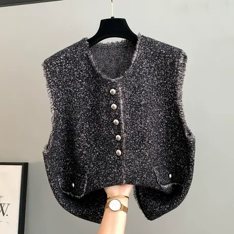 小香风正肩马甲女款秋冬季高级感老钱风背心坎肩时尚百搭无袖上衣商品大图