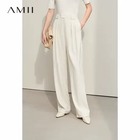 Amii西装休闲裤女2025夏季新款通勤高腰阔腿裤垂感宽松直筒拖地裤商品大图