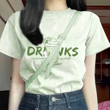 NOB真维斯扎染纯棉短袖t恤女士2025新款夏季洋气上衣宽松休闲半袖商品大图