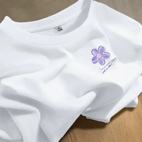 KV真维斯白色短袖女t恤2025新款 夏季休闲风全棉百搭宽松显瘦上衣商品大图