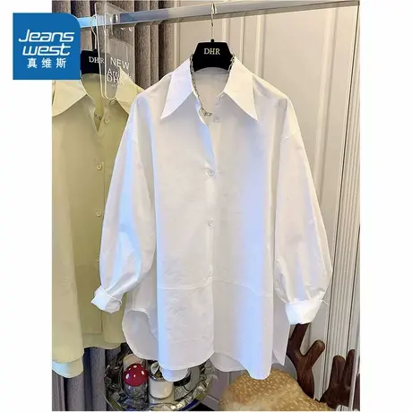 LE真维斯女装 2025春季新款 女装衬衫纯色简约百搭通勤时尚上衣商品大图