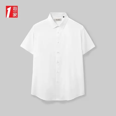 海一家大众休闲短衬2025夏季新款简约花纹男士短袖衬衫商品大图