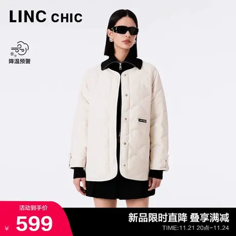 LINC金羽杰短款轻薄羽绒服女2023新款外套女秋冬款罩衫Y23802325图片