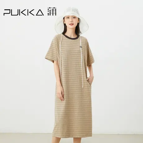 蒲PUKKA 复古条纹连衣裙女2023夏季新品宽松慵懒设计感纯棉休闲裙商品大图