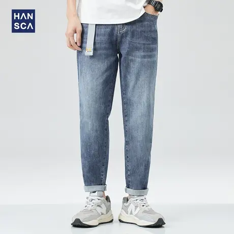 hansca黑科技冰氧吧牛仔裤男夏季薄款宽松直筒休闲大码锥形长裤子商品大图