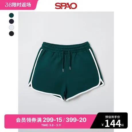 SPAO韩国同款夏季女士简约休闲松紧腰撞色包边时尚户外短裤运动裤商品大图