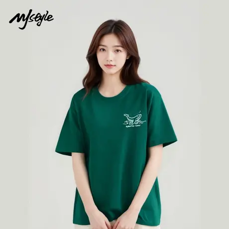 MJ STYLE索罗娜冰感男女同款短袖T恤上衣宽松正肩百搭半袖情侣装商品大图