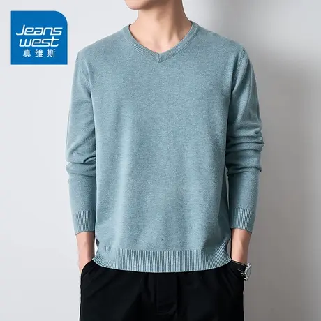 KZ真维斯春秋季保暖基础内搭打底衫男士V领莫代尔针织弹力长袖T恤商品大图