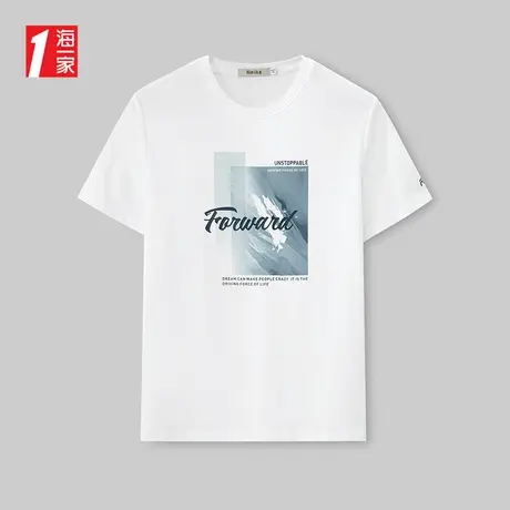 海一家经典圆领短T2025年夏季新款时尚印花男士短袖T恤图片