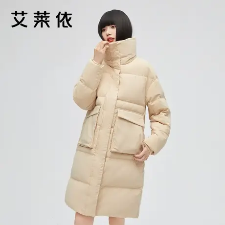 【直播专享】艾莱依加厚中长款羽绒服女2022冬新款设计感立领外套图片