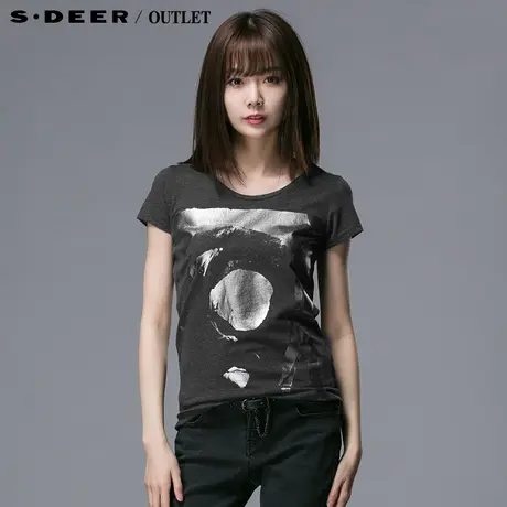 s.deer【上新】圣迪奥专柜正品女夏时尚金属闪光女士T恤4280145图片