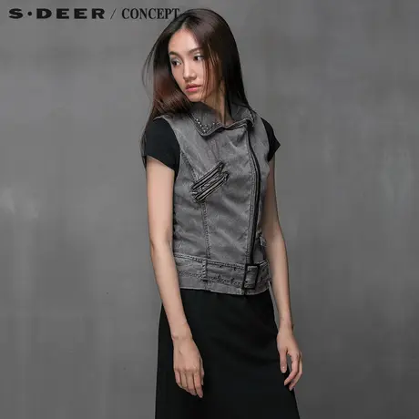 S·DEER＼CONCEPT【上新】圣迪奥中性庞克铆钉斜襟外套S15181651图片