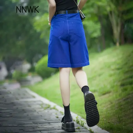 高腰牛仔短裤女款夏季直筒五分裤女小个子a字阔腿中裤女2025新款商品大图