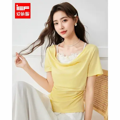 IEF/爱依服2025夏季新款法式甜美温柔淑女气质设计感假两件上衣图片