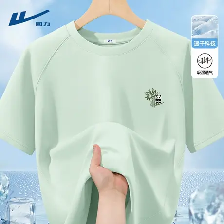 回力短袖男t恤2025新款夏户外跑步半袖男款运动透气速干男生上衣D商品大图
