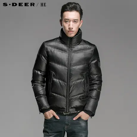 sdeerhe圣迪奥男休闲加厚纯黑羽绒服H14472460图片