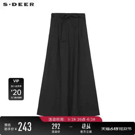 sdeer圣迪奥女装OL风松紧系带压褶阔腿长裤S241Z0810图片
