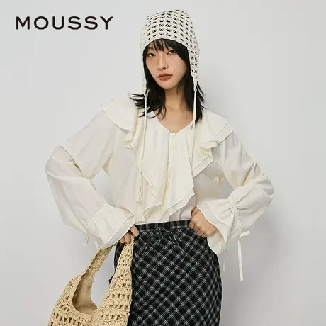 MOUSSY 夏季新品法式优雅甜美文艺荷叶边衬衫女010HAK30-7161商品大图