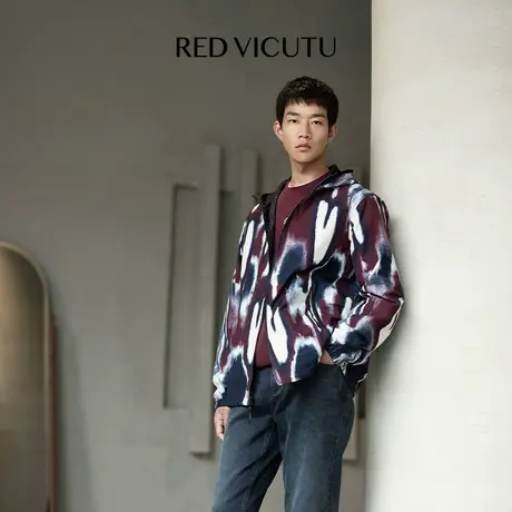 VICUTU威可多男士夹克连帽潮流印花休闲双面穿秋季外套图片