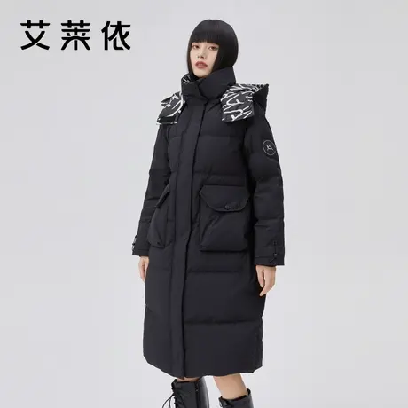 艾莱依冬季新款披风式中长款羽绒服女时尚设计感小众保暖防风外套图片