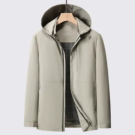 牛奶丝可脱卸帽男士短款夹克2024春季新款百搭休闲外套上衣冲锋衣商品大图