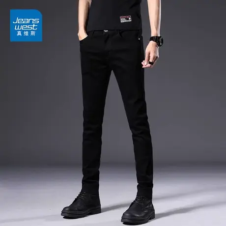 KPP真维斯男装春季黑色牛仔裤男2025春季新款修身百搭春秋款裤子商品大图