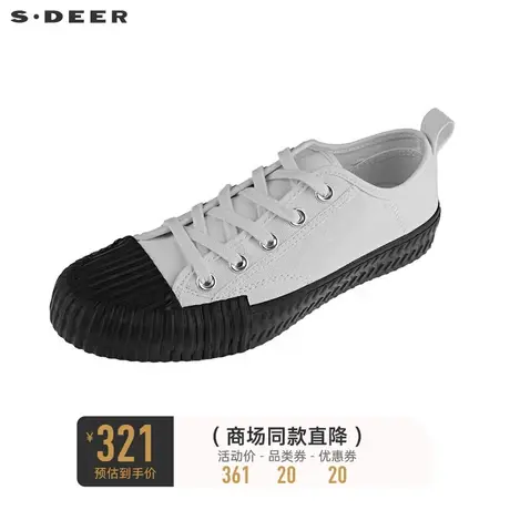 sdeer圣迪奥女装夏季简约撞色拼接帆布鞋S21283901图片