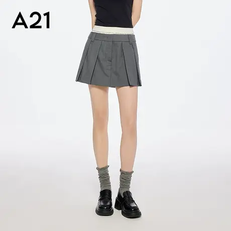 A21撞色双裤腰假两件短款裙裤休闲裤宽松阔腿短裤夏季女宽松显瘦商品大图