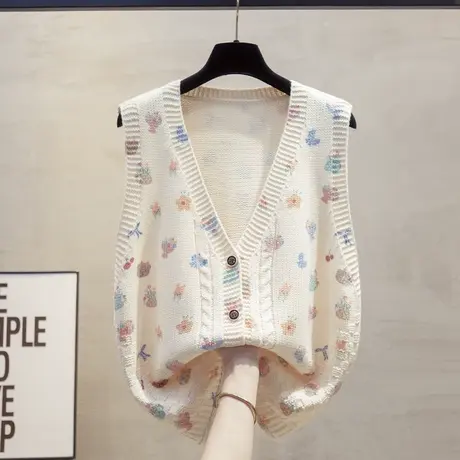 开衫v领针织马甲背心女2025春秋新款宽松外穿马夹叠穿毛衣坎肩潮图片