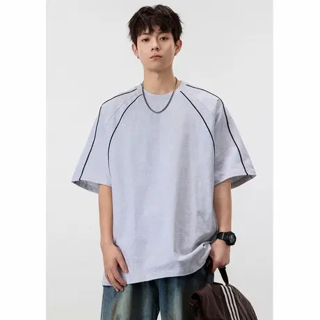 回力插肩圆领短袖T恤男夏季2025新款设计感半袖美式潮牌运动上衣商品大图