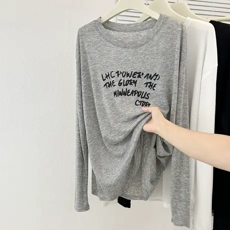 美式辣妹风微透薄款空调防晒衫上衣女夏季宽松韩版长袖T恤罩衫潮商品大图