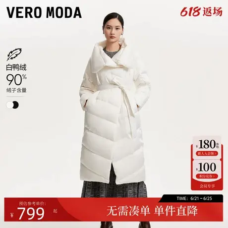 Vero Moda羽绒服女2024秋冬新款90白鸭绒宽松系带斜门襟羽绒服图片