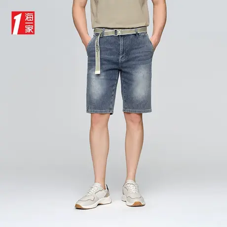 海一家简约有型五分裤2025夏季新款五袋款直筒男士牛仔裤商品大图