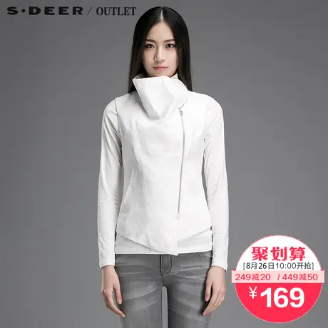 s.deer【上新】圣迪奥春装新款立领白色马甲上衣外套S15181650图片
