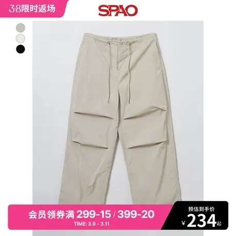 SPAO韩国同款秋冬女士简约时尚纯色棉质休闲裤SPTCE25G01商品大图