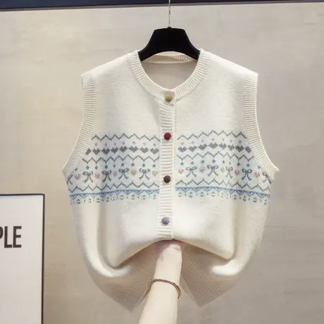 开衫圆领针织马甲背心女2025春秋新款宽松外穿马夹叠穿毛衣坎肩潮图片